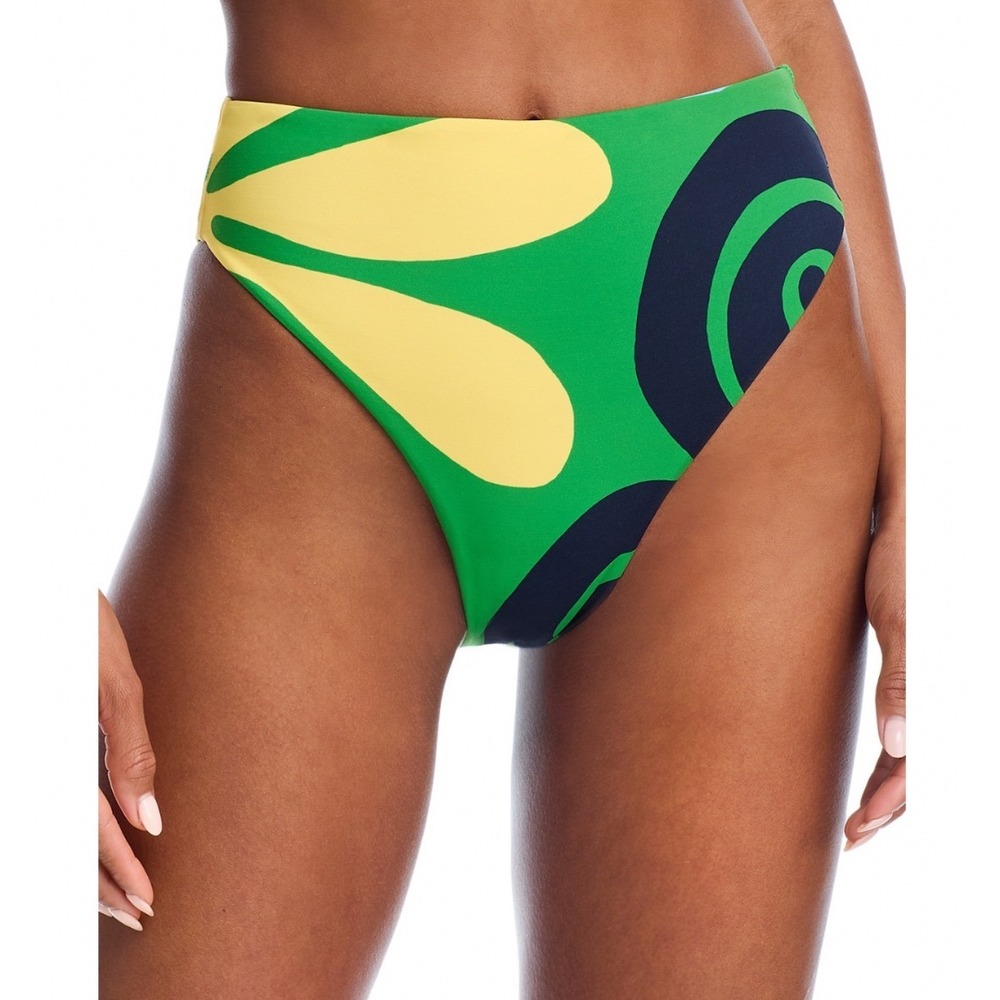 Cala de la Cruz Lulu Bikini Bottom Cenotmulti Green Yellow Navy High Cut Large